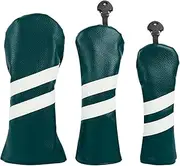Leather Golf Covers Driver 1 3 5 Headcovers 3 Piece Set Teal with White