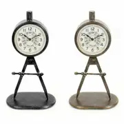 Table Clock Dkd Home Decor 17 x 8 x 31 Cm Black Golden Iron Pvc Loft 2 Units