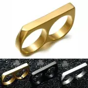 Stainless Steel Metal Two Finger Name Ring Personalized Jewelry Unisex 7-13 Gift