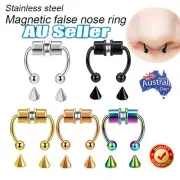 Fake Septum Nose Ring Segment Helix Tragus Faux Clicker Non-Piercing Magnetic YA