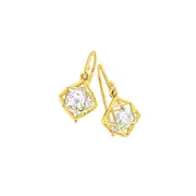 9ct Gold, Cubic Zirconia Prism Hook Drop Earrings in Clear