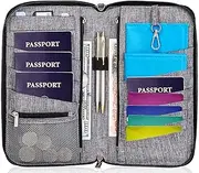 [valante] Premium Family Travel Document Organizer Capacious RFID Passport Holder Wallet, Gray, Large