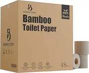 48 Bulk Premium Unbleached Bamboo Toilet Paper, Plant-Based, PFAS Free, 3PLY & 300 Sheets, FSC Certified, Organic Brown, Chlorine Free, Plastic Free, BPA Free, Septic Safe Toilet Tissue (48)