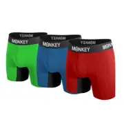 Monkey Undies Bamboo 3 Pack Green, Light Blue, Red