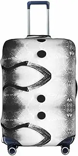[Pvinnk] Ice Hockey Art Print Protective Luggage Cover Elastic Washable Suitcase Protector Travel Gear Protector, White, Large