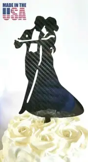 Bride and Groom #2 Silhoutte Cake Topper, Wedding CARBON FIBER Cake Topper USA