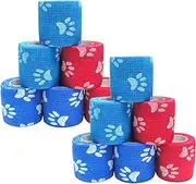 12 Rolls Self Adhesive Bandage Wrap, 5cmx4.5m Vet Wrap Tape, Emergency Cohesive Tape Roll, Elastic & Breathable Cohesive Wraps Bandages for Pet Animals & Ankle Sprains & Swelling（3 Colors