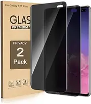 Fotbor 2 Pack for Samsung Galaxy S10 Plus Privacy Tempered Glass Screen Protector, 9H Hardness Anti-Scratch Fulll Coverage Case Friendly [Don’t Support Fingerprint Unlock]