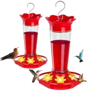 Hummingbird Feeders 10 oz 2-Pack Ant Bee Proof Red Plastic Easy Clean