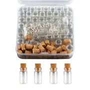 50Pcs Mini Glass Bottles Jars with Cork Necklace Pendant Charm DIY Crafts