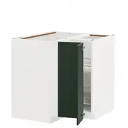 METOD corner base cabinet with carousel, white/Havstorp deep green, 88x88x80 cm