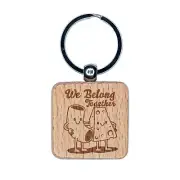 Macaroni and Cheese We Belong Together Best Friend Engraved Wood Square Keychain