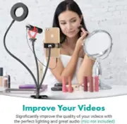 Movo VGC-3 Selfie Ring Light Stand with Phone Holder and Third Flexible Arm