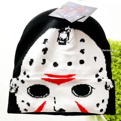 Friday The 13th Jason Mask Roll Down Beanie Hat One Size Horror Trending