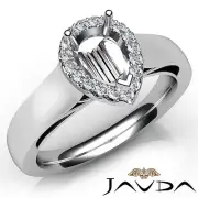 Pear Set Diamond Filigree Shank Halo Pave Engagement Ring 14k White Gold 1.2Ctw
