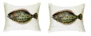 Pair of Betsy Drake Flounder No Cord Pillows 15 Inch X 22 Inch
