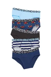 [Bonds] Bonds Women's Boys Brief 5 Pack Size: 3/4 3/4 Multicolor