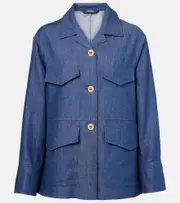 ['S Max Mara] 'S Max Mara Ginny cotton and linen twill jacket UK 16 blue