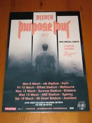 JUSTIN BIEBER - 2017 Purpose Australian Tour - Laminated Poster - NEW RELEASE