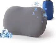 Suhedy Memory Foam Travel Pillow Camping Pillow Medium Firm Bed Pillows for Sleeping Cooling Small Pillow for Camp,Plane,Backpacking,Trip,Cool & Breathable Cover (1, Grey)