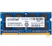 Crucial 8GB RAM 2Rx8 PC3-10600S DDR3-1333Mhz SODIMM 1.5V 204pin Laptop Memory
