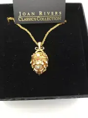 Joan Rivers Present Egg 27” Chain + 3” Ext - Vintage New - Scroll Inside the Egg