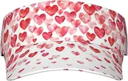 Falling Red Hearts Print Sunscreen Visor Hats for Women Men Adjustable Empty Top Beach Cap Hat Adults Outdoor Sports Black, Black, One Size
