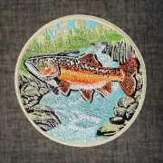 TROUT FISH Wilderness River Fishing 100% Embroidered Patch Badge Motif Iron-On