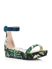 STUART WEITZMAN Womens Green 1-1/2" Platform Capri Round Toe Wedge Sandals 7 M