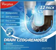 Vacplus Drain Clog Remover | 18-Pack Powerful Sink Cleaner & Deodorizer