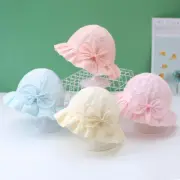 Baby Girls Floppy Hat Lace Embroidered Wide Brim Bow Sun Protection Cap New