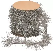 ﻿Tinsel Garland - Silver - Measures 12 feet in length.