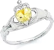 [JewelryWeb] 14k White Gold Love Heart Yellow Irish Claddagh Celtic Trinity Knot Ring Size 7.0 Statement-Ring for Women