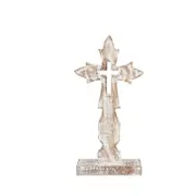 Willow & Silk Religious Handmade Latin Cross On Base 30cm Table Art White