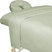 ForPro Premium Flannel 3-Piece Massage Sheet Set, Sage, for Massage Tables, Includes Massage Flat Sheet, Massage Fitted Sheet, and Massage Fitted Face Rest Cover
