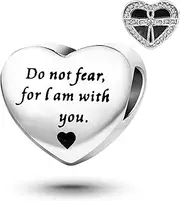 [SBI Jewelry] Bible Cross Charm for Bracelets Charm Compatible with Pandora Charm Bracelets Women Do Not Fear I Am With You Mothers Day Anniversary, Leather Metal Cubic Zirconia Copper, No Gemstone