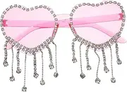 [Holibanna] Heart Shaped Rimless Sunglasses with Tassel Design for Unique and Stylish Party Sunglasses for Men and Women Fashionable and Fun Accessory