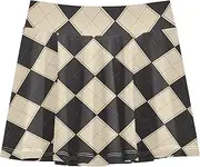 [FRODOTGV] Black Beige Checkerboards Girls Athletic Skort with Built in Shorts Athletic Skort for Girl Pleated Skirt for Kids