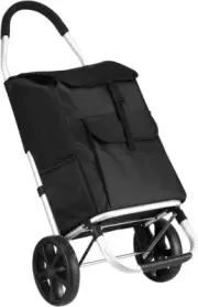 Portable Shopping Cart Foldable Shopping Trolley with Wheels Black