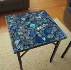 24" Square Labradorite Stone Coffee Table Crystal Healing Gemstone Garden Decors