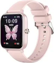 RAYPONG Smartwatch for Men and Women, Smartwatch with Phone Function, HD Touch Screen, Fitness Watch with SpO2 Monitoring/Heart Rate Monitor/Sleep Monitor/Pedometer Watch(Pink)