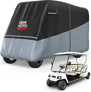 KEMIMOTO Golf Cart Cover 6 Seater, Universal 600D Heavy Duty Golf Cart Rain Cover with Storage Bag Compatible with EZGO Club Car 4+2/6 Passenger, Gray