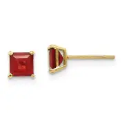 14K Yellow Gold 4mm Square Garnet Stud Earrings Madi K Children's Jewelry