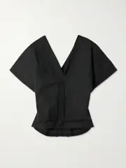 [Balenciaga] Balenciaga - Draped Checked Wool-twill Top - Black - FR 34 FR 34 Black