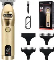 Hatteker Outlining Hair Clippers 0.1mm Beard Trimmer Cordless T-Blade Gold Portable Rechargeable
