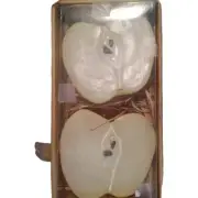 Set of 2 Floating Half Apple Candles TAG Chicago Burn Time 6 Hours. 4"x4" Each