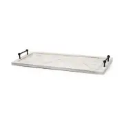 Mercana Alfred Whitewashed Wooden Herringbone Rectangular Tray