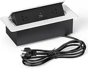 Desk Power Board with PD 20W USB C, Haylink Aluminum Alloy Automatic Pop up Power Strip with 2 Outlets, 2 USB Ports, Connect 2M Extension Cord for Conference Home Office