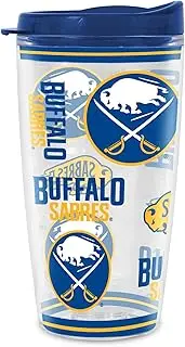 Rico Industries NHL Hockey Buffalo Sabres Mayhem 16 oz Double Walled Insulated Tritan Classic Tumbler Cup Keeps Drinks Cold & Hot, USA Made