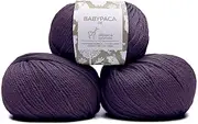 100% Baby Alpaca Yarn Wool Set of 3 Skeins Lace Worsted Bulky/Chunky Weight - Heavenly Soft and Perfect for Knitting and Crocheting (Purple, DK - 109 yds/100 MTS - 50 grms (1.76 oz)/Skein)